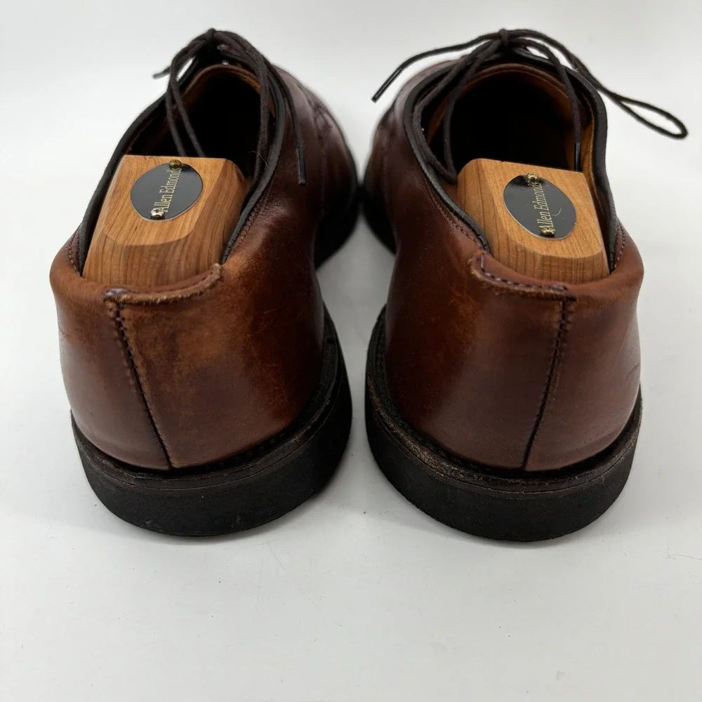 Allen Edmonds Wilbert Brown Leather Cap Toe Derby Comfort Shoes Mens 10 D